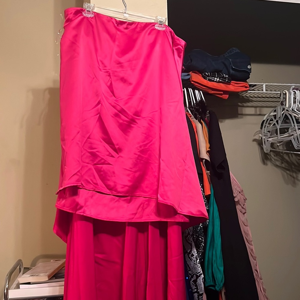 High low strapless dress